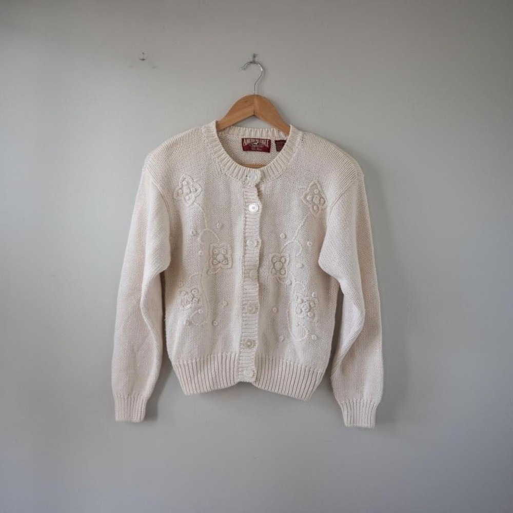 Vintage American Eagle Knit Cottagecore Cardigan Sweater Size Medium - Picture 4 of 8